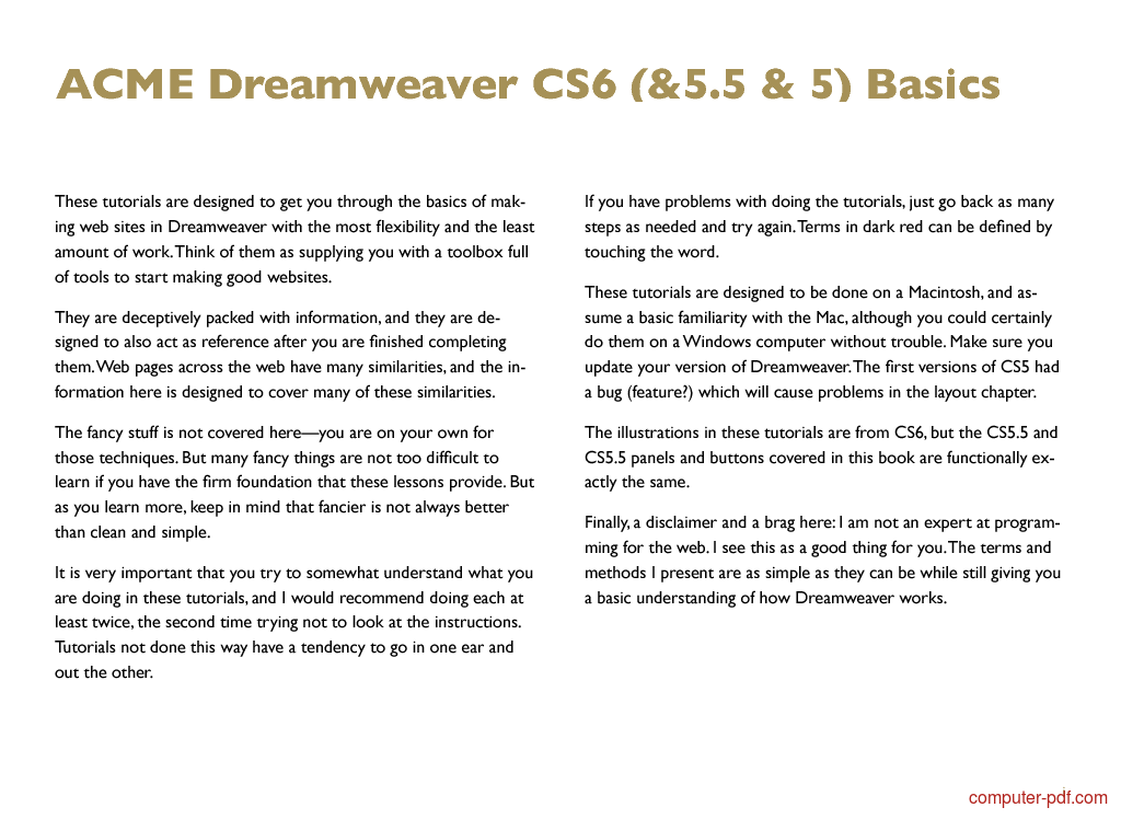 dreamweaver cs5 free tutorials