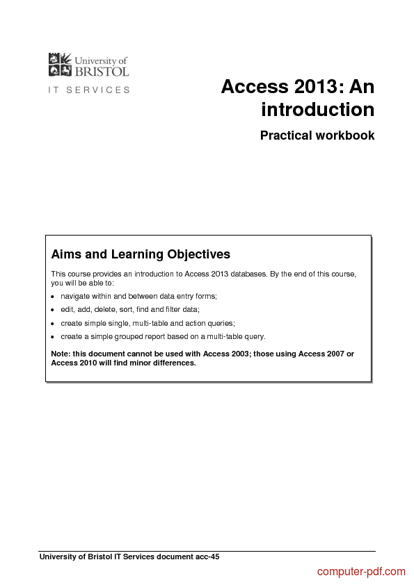 ms access 2013 tutorial pdf