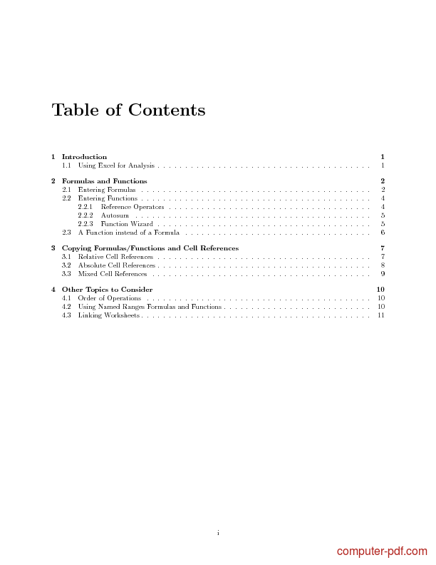microsoft excel 2007 formulas list pdf free download