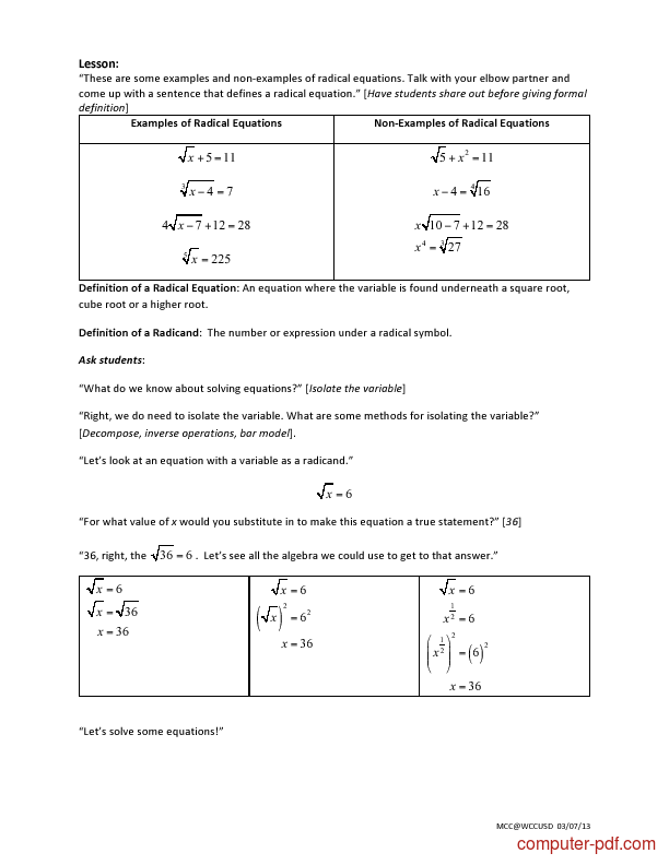 Solving Radical Equations Examples Pdf - Tessshebaylo