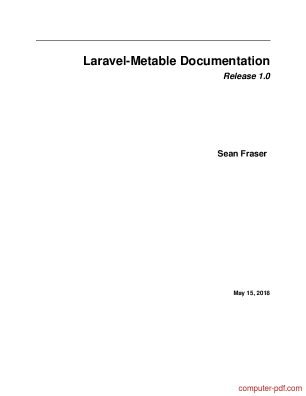 [PDF] LaravelMetable Documentation free tutorial for Beginners