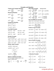 trig cheat sheet pdf